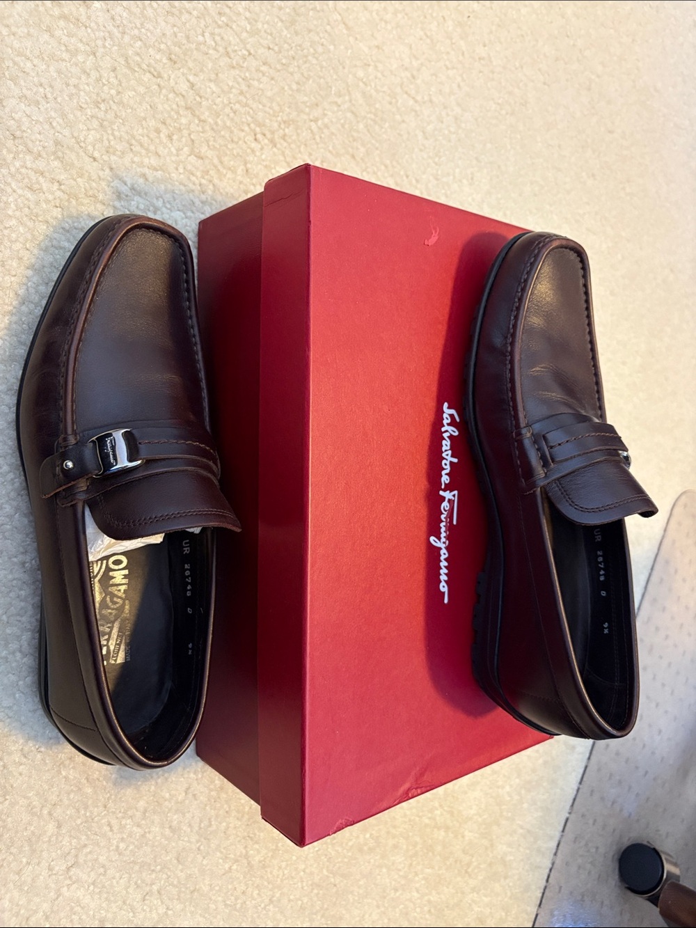 Salvatore Ferragamo Dark Brown Leather Bit Slip-On Loafers